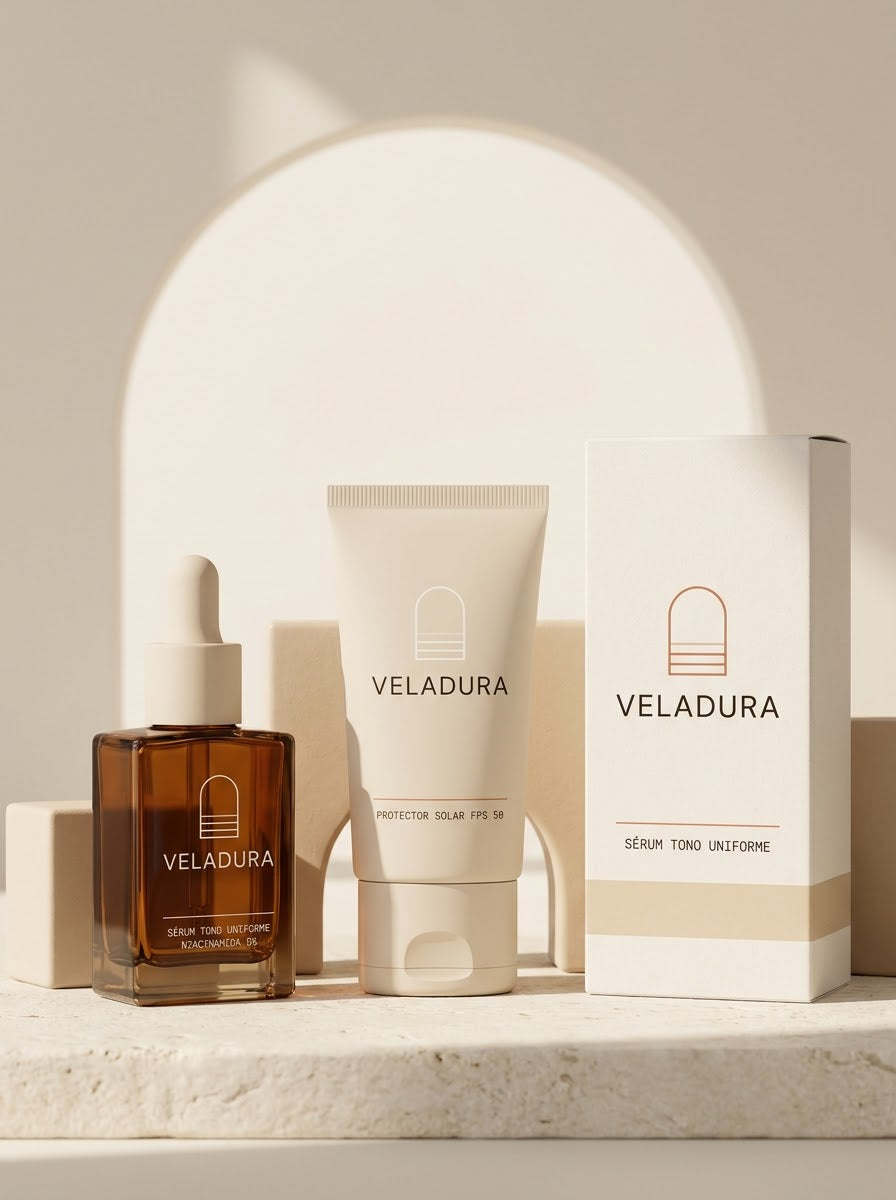 Método VELADURA: sérum de noche, protector solar de día y caja