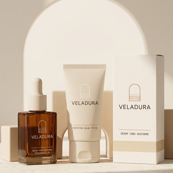 Método VELADURA: sérum de noche, protector solar de día y caja